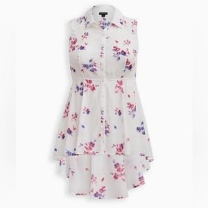 New Torrid Sz 2 Hi/Low Floral button down Peplum Top